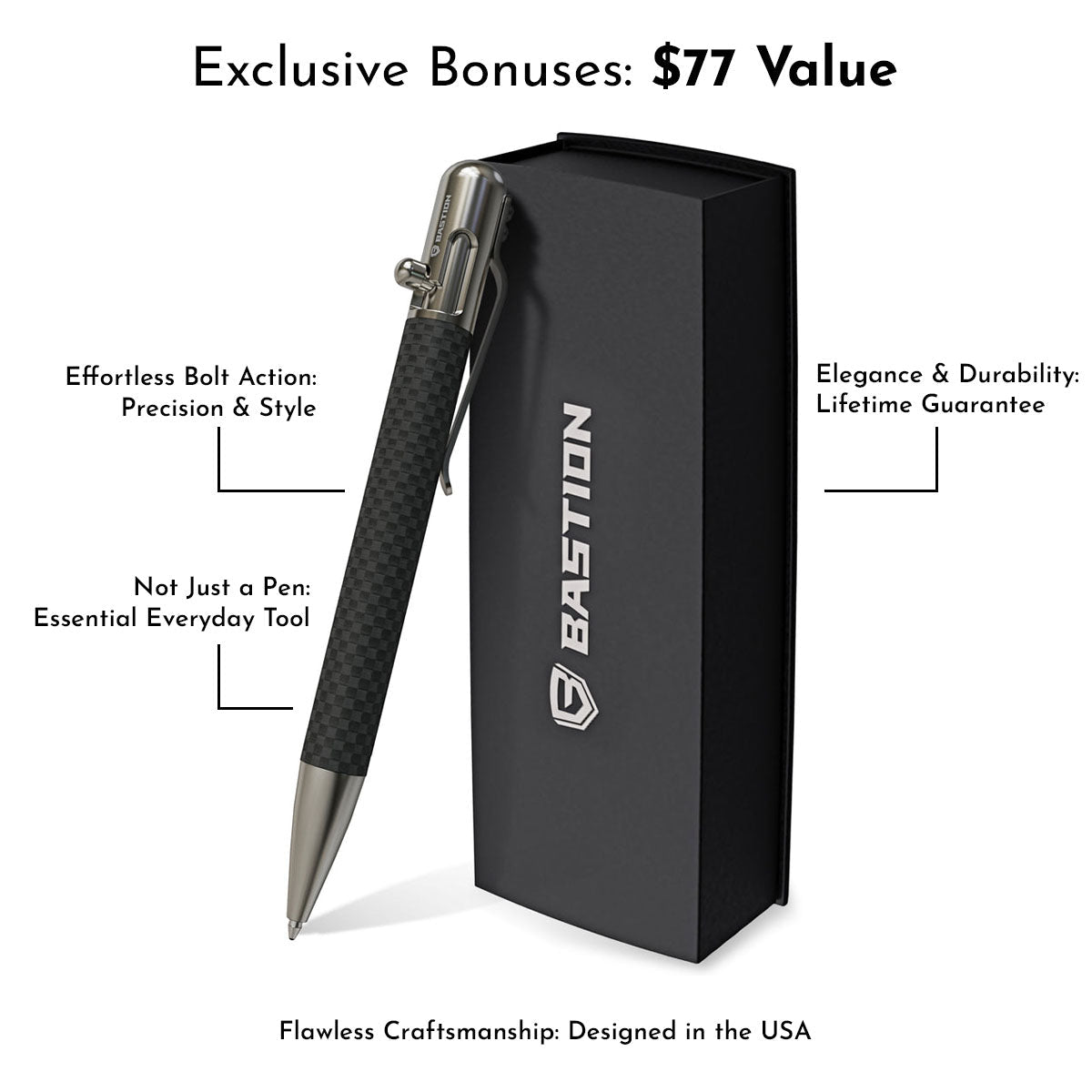 Carbon Fiber and Stainless Steel - Bolt Action Pen